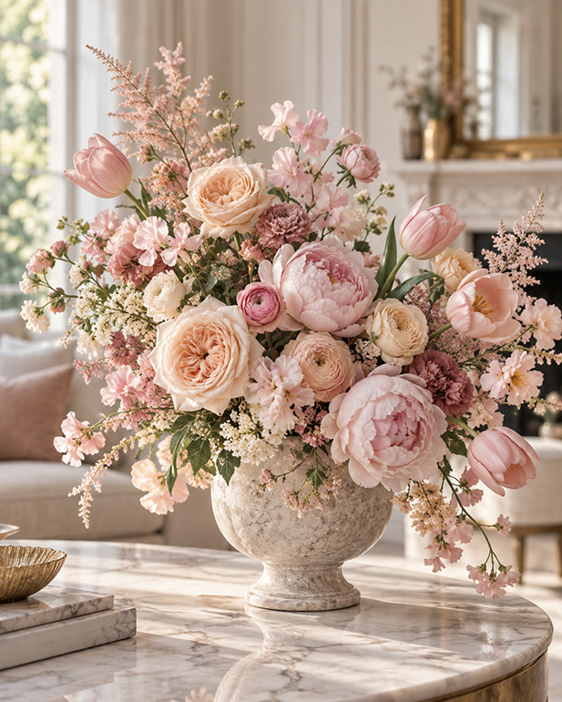 Romantic blush luxury floral arrangement